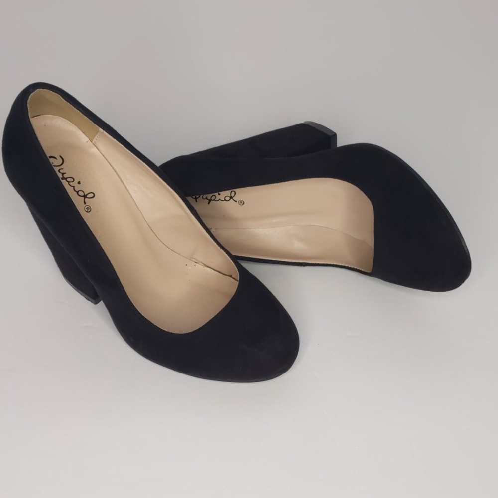 QUPID heel BLACK Faux Suede Size 6 - Picture 7 of 16